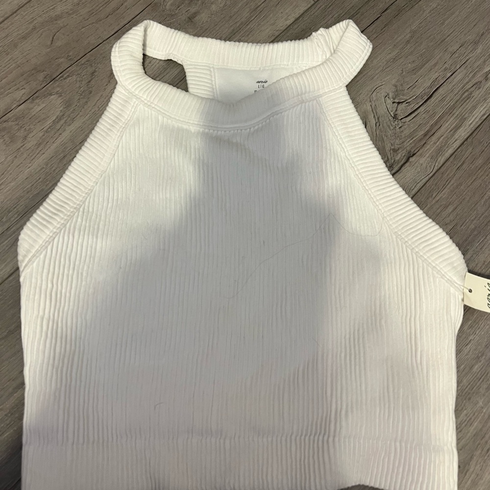 Aerie White Ribbed Tank Top